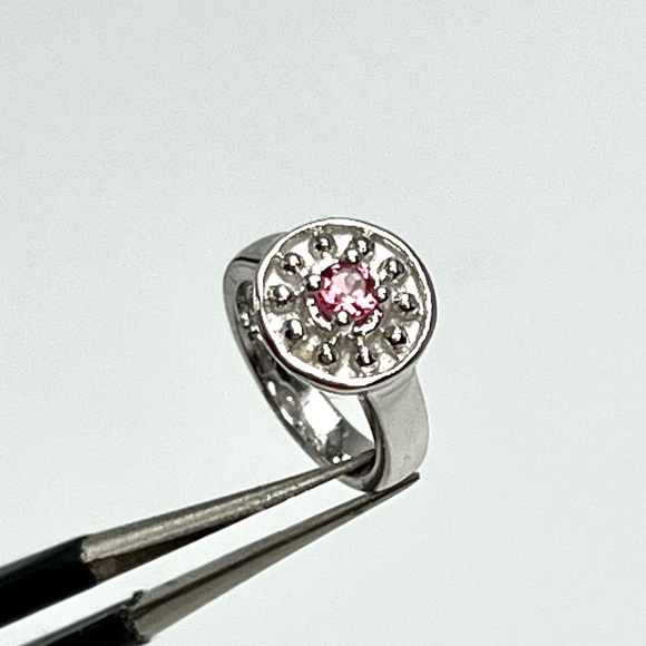 10K White Gold Pink Tourmaline Birthstone Ring Charm Pendant .72 grams - New - Picture 3 of 8